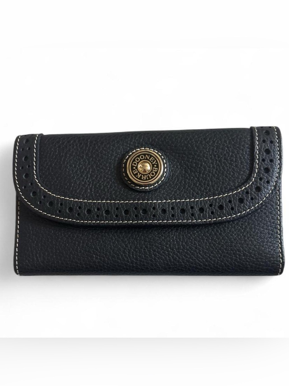 Dooney & Bourke Black Leather Signature Button Wallet